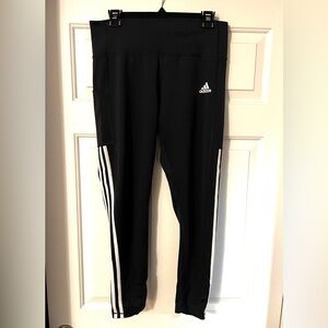 Adidas Women’s Black Leggings with White Stripes